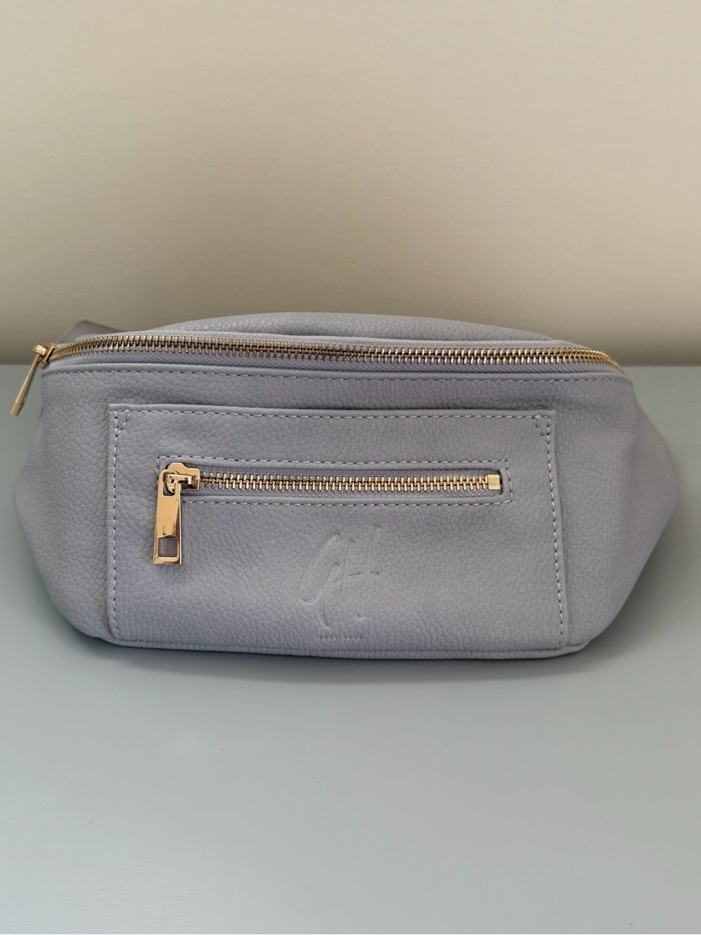 Gray house - Grey Leather Belt Bag with Gold Hardware